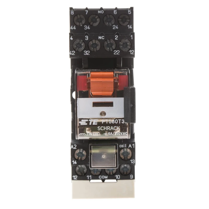 TE Connectivity DIN Rail Power Relay 230V AC Coil 6A Switching Current 4PDT PT5S8TD0 4-1415075-1