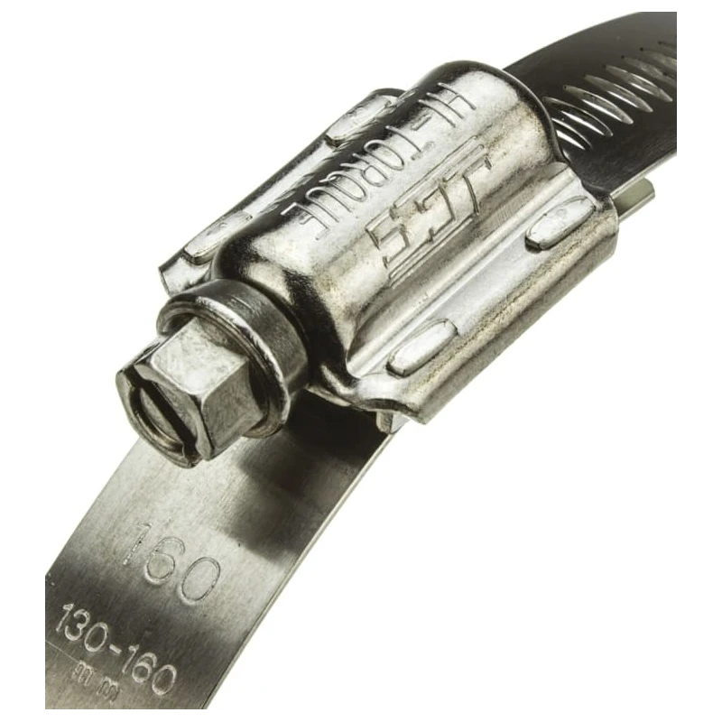HI-TORQUE Stainless Steel Slotted Hex Worm Drive Hose Clip 16mm Width 130mm-160mm ID HTM160P