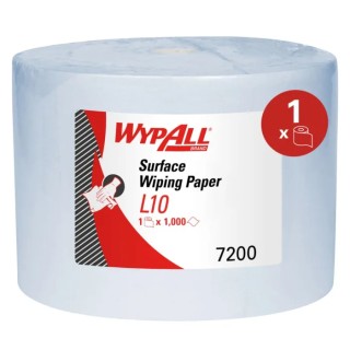 WYPALL L10 General Clean Wiping Paper Roll Blue Jumbo Cleaning Wipes, 1 Ply, 380 x 235 mm, 1000 Sheets 7200