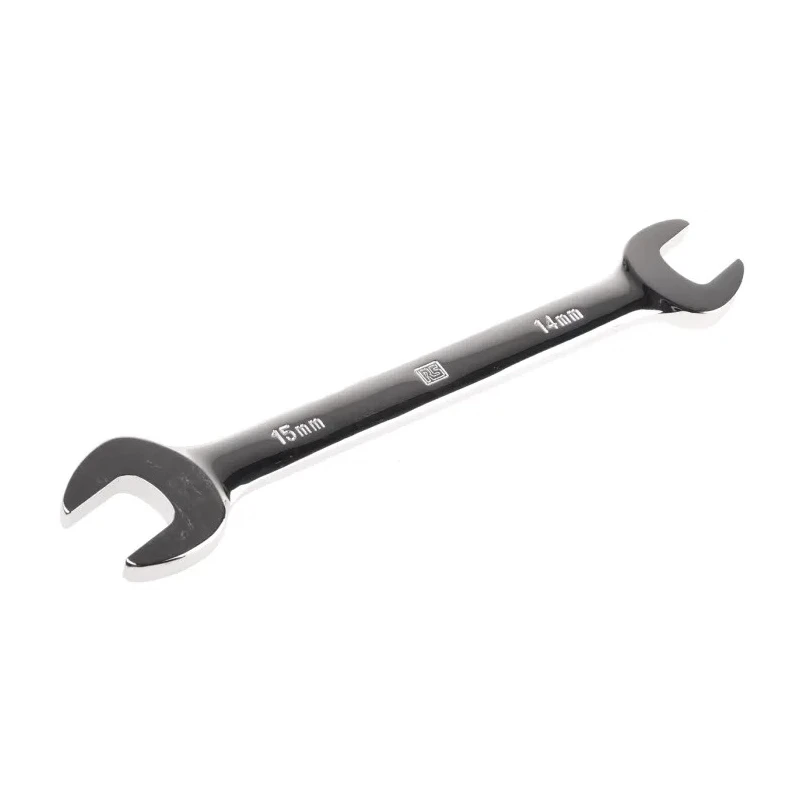 RS PRO Double Ended Open Spanner Metric 14 to 15 mm Chrome Vanadium Steel Chrome Finish 185mm 495-3712