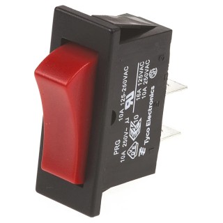 TE Connectivity SPST On-Off Rocker Switch Panel 10A @ 250Vac, Red Actuator 1634202-4