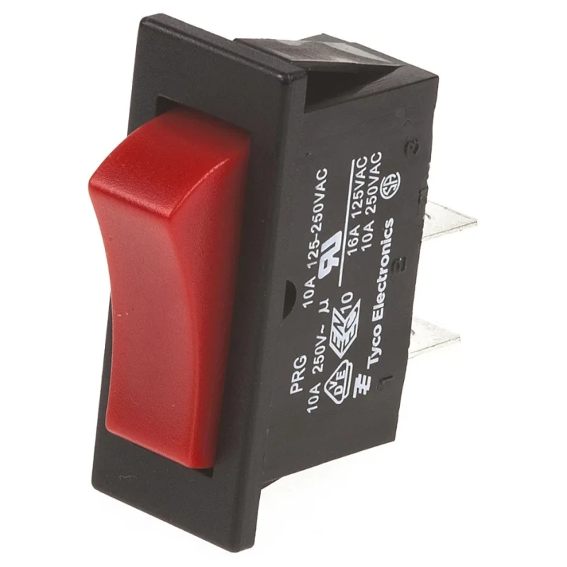 TE Connectivity SPST On-Off Rocker Switch Panel 10A @ 250Vac, Red Actuator 1634202-4