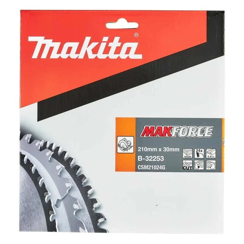 Makita Circular Saw Blade 210mm Diameter 30mm Arbor Diameter 24 Teeth Alternate Top Bevel 1.6mm Plate Thickness B-32253