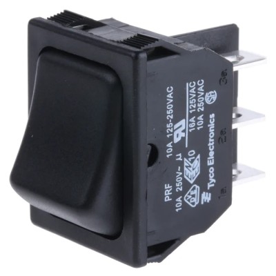 TE Connectivity DPDT On-On On-On Rocker Switch Panel 10A 22.2 x 30.2 mm Polyamide 66 Housing 1634201-7