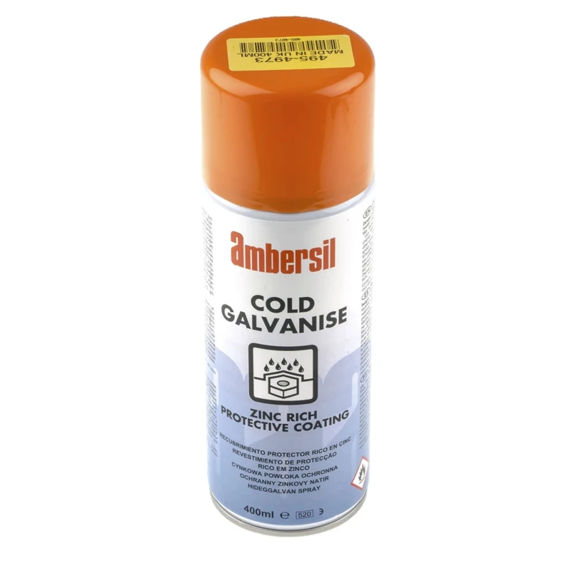 Ambersil Industrial-Grade Cold Galvanise Grey Gloss Spray Paint 400 ml Aerosol Can 30291-AB