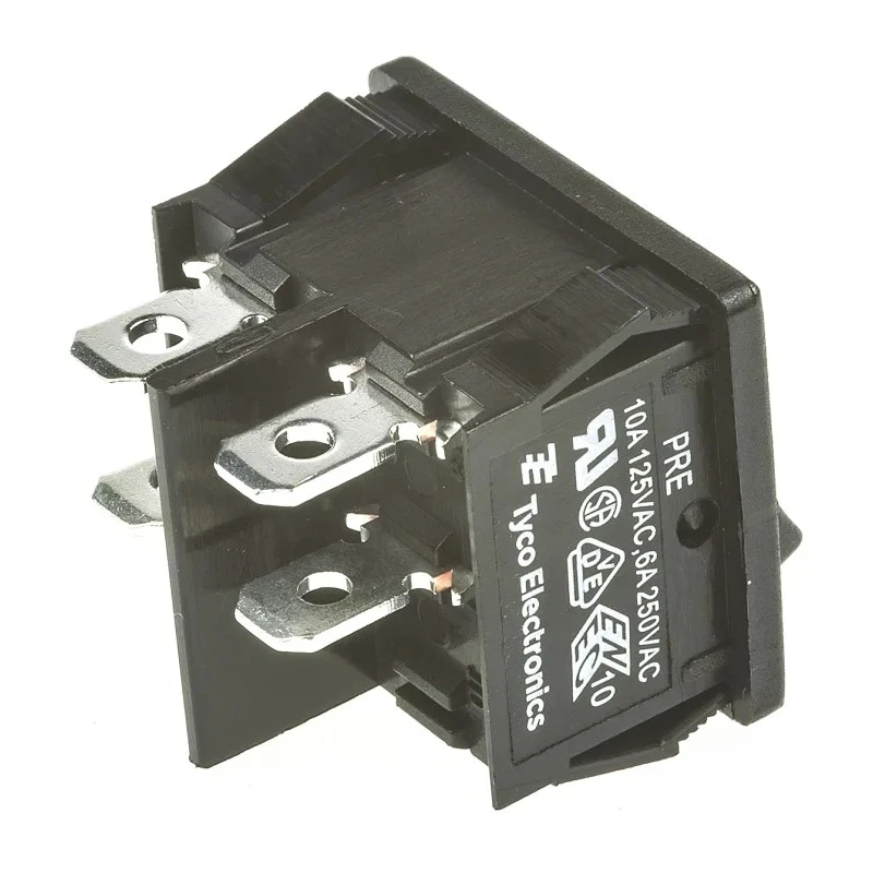 TE Connectivity DPST On-Off Rocker Switch Panel, Black Actuator, 10A 24V DC, Polyamide Housing 1634200-3