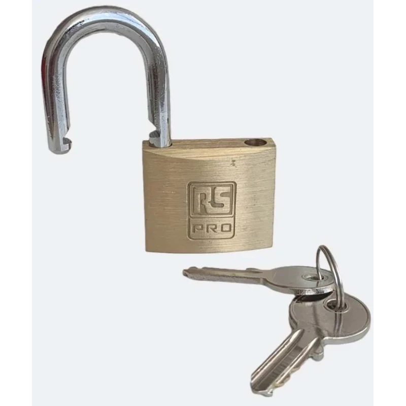 RS PRO Brass Padlock Keyed Alike, Stainless Steel 6 mm Shackle, 40 mm Body 195-8243