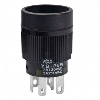 NKK Switches Illuminated Push Button Switch, On-On Operation, Panel Mount, 16 mm Cutout, DPDT, IP65, 30 V DC 250 YB26WCKW01