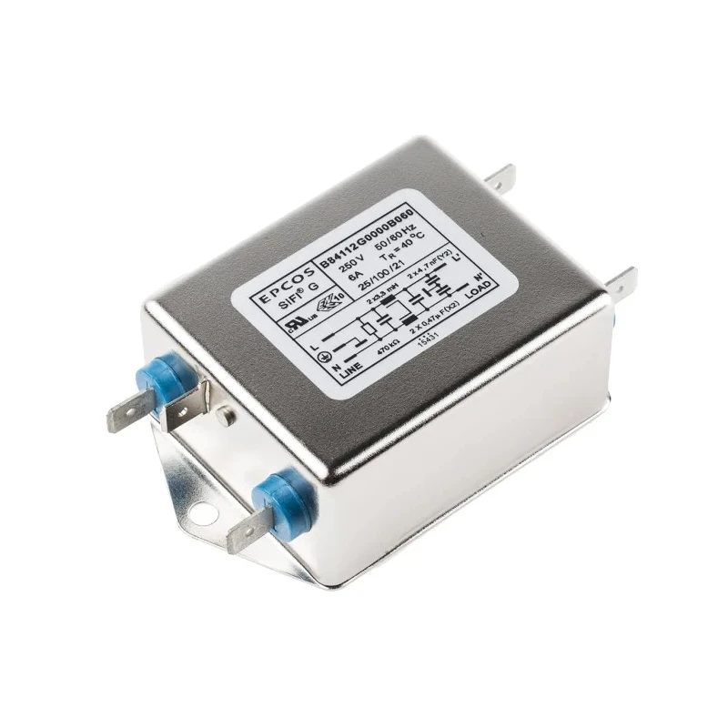 TDK Chassis Mount EMC Filter 6 A 250V AC 50Hz 60Hz Screw Termination Single Phase B84112G0000B060