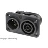 Neutrik 16A 250V Black Panel Mount Mains Socket Polyamide NAC3PX-TOP
