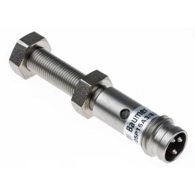 Baumer Threaded Barrel Inductive Proximity Sensor M5 x 0.5 PNP Output 30V dc 100mA 1mm Detection IFRM 05P15A3/S35L