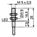 Baumer Threaded Barrel Inductive Proximity Sensor M5 x 0.5 PNP Output 30V dc 100mA 1mm Detection IFRM 05P15A3/S35L