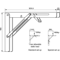 ROCA Stainless Steel Folding Mounting Bracket 165 mm Width x 307 mm Height 497-9310