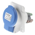 Schneider Electric Panel Mount Industrial Power Connector 16A 230V IP44 Blue 2P+PE Pratika 