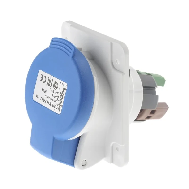 Schneider Electric Panel Mount Industrial Power Connector 16A 230V IP44 Blue 2P+PE Pratika 