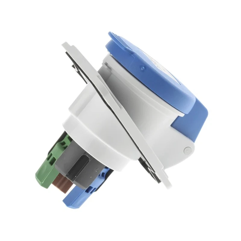 Schneider Electric Panel Mount Industrial Power Connector 16A 230V IP44 Blue 2P+PE Pratika 