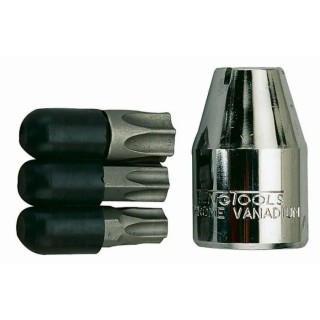 Teng Tools Slotted Torx Hex Phillips Screwdriver Bit Set 3 Pieces TX45 to TX55 Steel 28mm Overall Length 6.35 mm Drive 1488