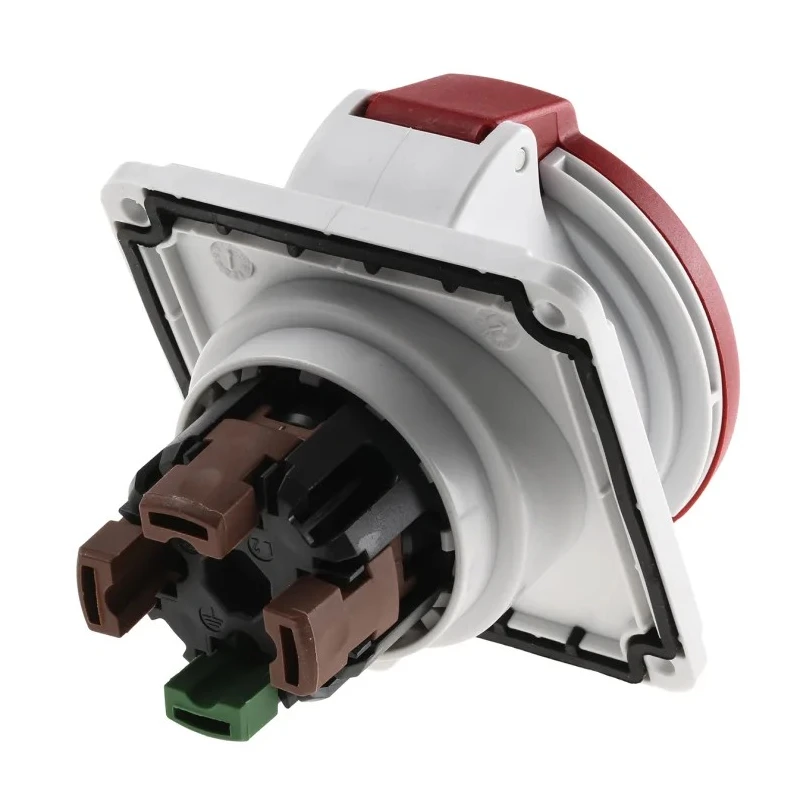 Schneider Electric Panel Mount Industrial Power Connector 3P+PE 32A 415V IP67 Red Pratika 