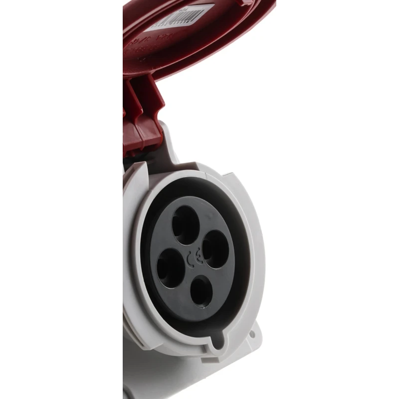 Schneider Electric Panel Mount Industrial Power Connector 3P+PE 32A 415V IP67 Red Pratika 