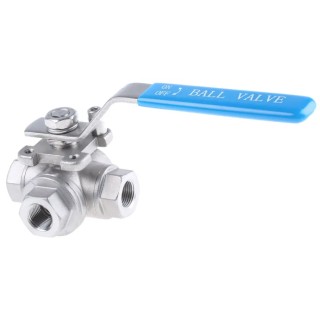 RS PRO Stainless Steel Threaded 3-Way T Port Ball Valve 3/8 in BSPP Female, 68 Bar 499-1938
