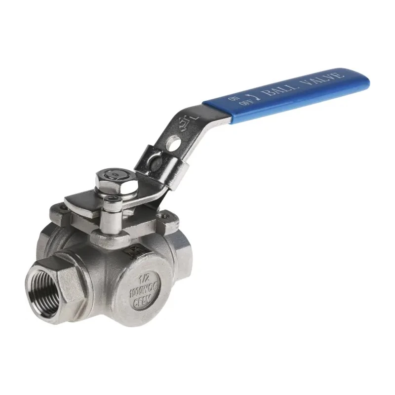 RS PRO Stainless Steel Threaded 3-Way Ball Valve L Port BSPP 1/2 in 68 bar 232°C 499-1887
