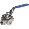 RS PRO Stainless Steel Threaded 3-Way Ball Valve L Port BSPP 1/2 in 68 bar 232°C 499-1887