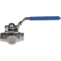 RS PRO Stainless Steel Threaded 3-Way Ball Valve L Port BSPP 1/2 in 68 bar 232°C 499-1887