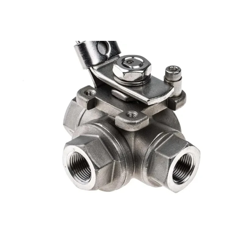 RS PRO Stainless Steel Threaded 3-Way Ball Valve L Port 3/8 in BSPP, 68 bar Maximum Pressure, Handle Stainless Steel 499-1871