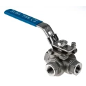 RS PRO Stainless Steel Threaded 3-Way Ball Valve L Port 3/8 in BSPP, 68 bar Maximum Pressure, Handle Stainless Steel 499-1871