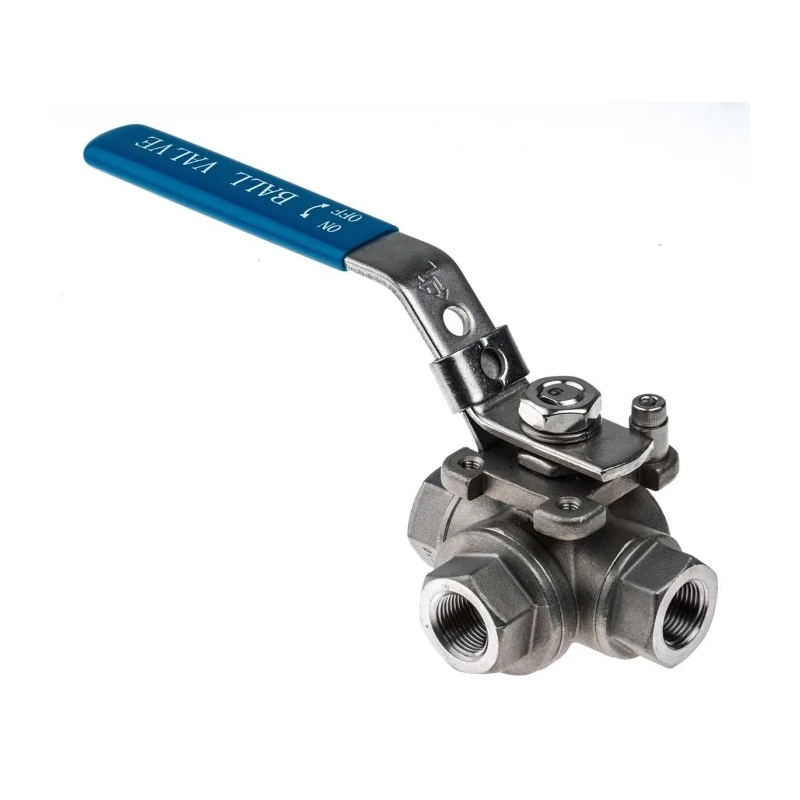 RS PRO Stainless Steel Threaded 3-Way Ball Valve L Port 3/8 in BSPP, 68 bar Maximum Pressure, Handle Stainless Steel 499-1871