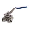 RS PRO Stainless Steel Threaded 3-Way BSPP Ball Valve 1/2 in Port, 68 bar, AISI 304 Handle 499-1944