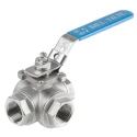 RS PRO Stainless Steel Threaded 3-Way T Port Ball Valve BSPP 1 in 68 bar 232°C 499-1966