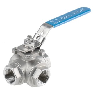 RS PRO Stainless Steel Threaded 3-Way T Port Ball Valve BSPP 1 in 68 bar 232°C 499-1966