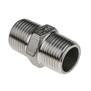 RS PRO Stainless Steel Pipe Fitting Straight Hexagon Nipple Male Threaded 1/2 in x Male Threaded 1/2 in 499-3041