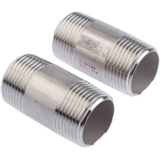 RS PRO Stainless Steel Pipe Fitting Straight Circular Nipple Male Threaded 1 in x Male Threaded 1 in 499-3265
