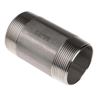 RS PRO Stainless Steel Pipe Fitting Straight Circular Nipple Male Threaded 2 in x Male Threaded 2 in 499-3293