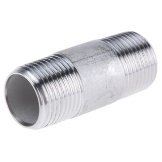 RS PRO Stainless Steel Pipe Fitting, Straight Circular Nipple, Male R Threaded 3/8 in x Male R Threaded 3/8 in 499-3237