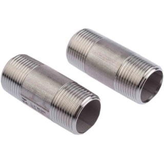 RS PRO Stainless Steel Pipe Fitting, Straight Circular Nipple, Male Threaded 3/4 in x Male Threaded 3/4 in 499-3259