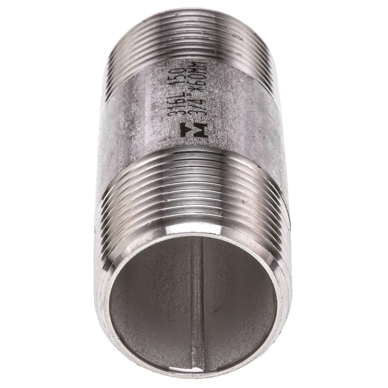 RS PRO Stainless Steel Pipe Fitting, Straight Circular Nipple, Male Threaded 3/4 in x Male Threaded 3/4 in 499-3259