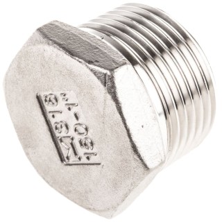 RS PRO Stainless Steel Pipe Fitting, Straight Hexagon Plug, Male Threaded 1 in 499-3489