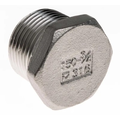 RS PRO Stainless Steel Pipe Fitting Straight Hexagon Plug Male Threaded 3/4 in 499-3473