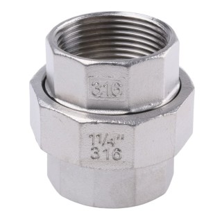 RS PRO Stainless Steel Pipe Fitting Straight Union Female G Threaded 1-1/4 in x Female G Threaded 1-1/4 in 499-3681