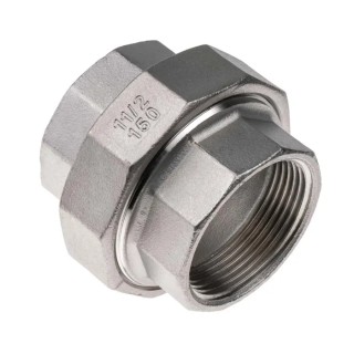 RS PRO Stainless Steel Pipe Fitting, Straight Union, Female G Threaded 1-1/2 in x Female G Threaded 1-1/2 in 499-3697