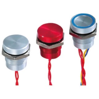 APEM Illuminated Piezo Switch SPST 16 mm Panel Cutout IP68 Blue LED Flying Lead 200mA 24V DC/AC 