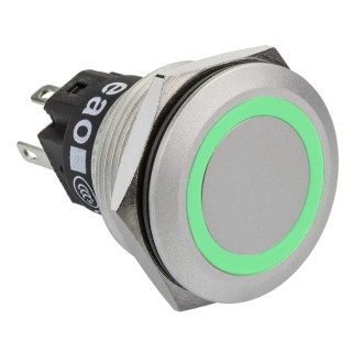 EAO 82 Series Illuminated Momentary Push Button Switch Panel Mount 22.3 mm Cutout SPDT Green LED IP65 IP67 240V 82-6152.1134