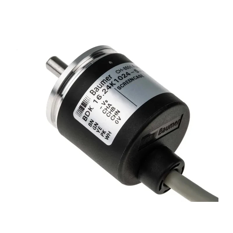 Baumer BDK Series Optical Incremental Encoder 30V dc, 1024 PPR, HTL/Push Pull Signal, Solid Shaft 5 mm BDK 16.24K1024-5-4