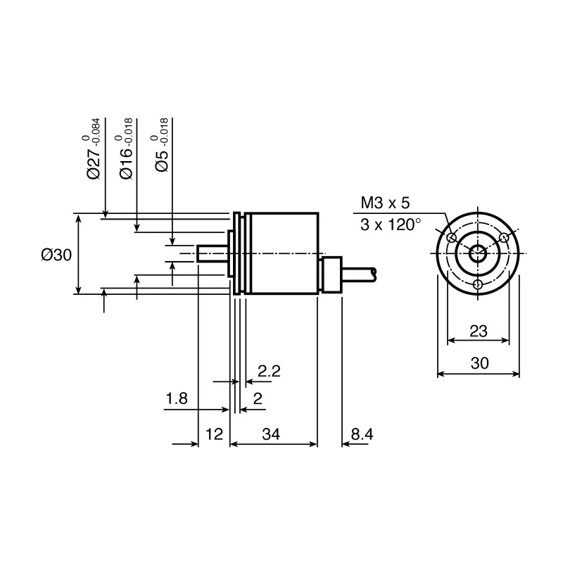 Baumer BDK Series Optical Incremental Encoder 30V dc, 1024 PPR, HTL/Push Pull Signal, Solid Shaft 5 mm BDK 16.24K1024-5-4