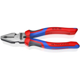 Knipex High Leverage 1-Piece Combination Plier 180mm Overall with Dual Component Handle 02 02 180