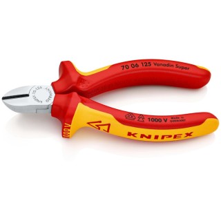 Knipex Side Cutting Pliers 125mm Bi-Metal Handle, Steel Jaw, VDE 1000V Approved 70 06 125