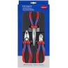 Knipex 3-Piece Plier Set Combination Pliers, Diagonal Cutters, Needle Nose Pliers 00 20 11